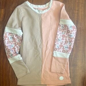Kids Long Sleeve Pink and Beige skull Top